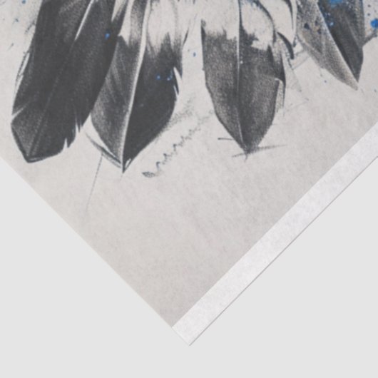 Decoupage Amerikaanse Indiase Maiden Blue Feather  Tissuepapier (Detail)