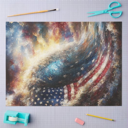 Decoupage Amerikaanse vlag Ocean Wave Patriotic Tissuepapier (Craft)