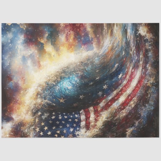 Decoupage Amerikaanse vlag Ocean Wave Patriotic Tissuepapier (Voorkant)