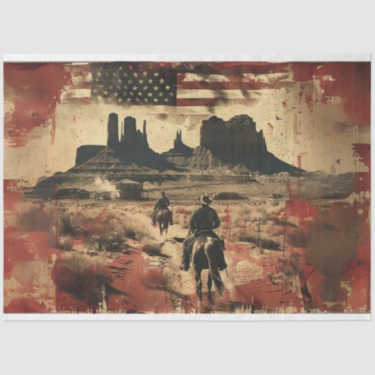 Decoupage Amerikaanse vlag Wild West fotografie Tissuepapier (Voorkant)