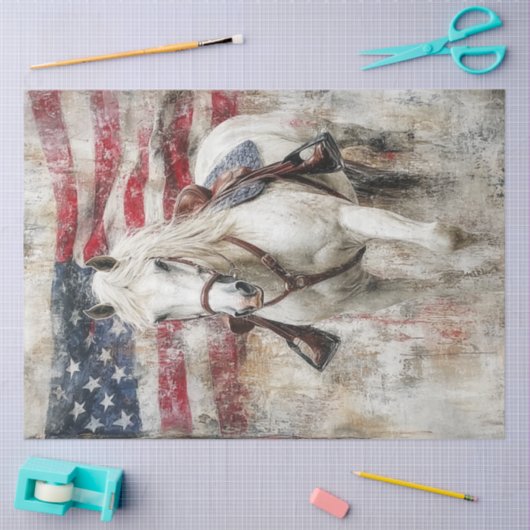 Decoupage Amerikaanse vlag Witte Paard Abstract Tissuepapier (Craft)