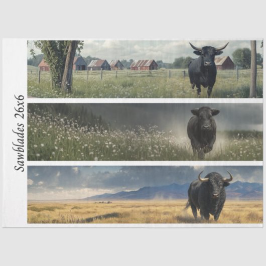 Decoupage Angus Bull Designs voor handzagen Tissuepapier (Voorkant)