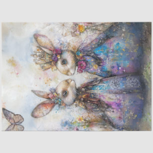 Decoupage Antropomorfe geklede paaskonijnen Tissuepapier