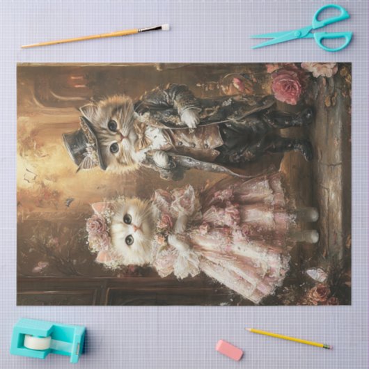 Decoupage Antropomorfe Katten Kleding Tissuepapier (Craft)