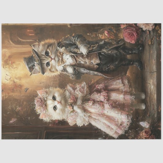 Decoupage Antropomorfe Katten Kleding Tissuepapier (Voorkant)