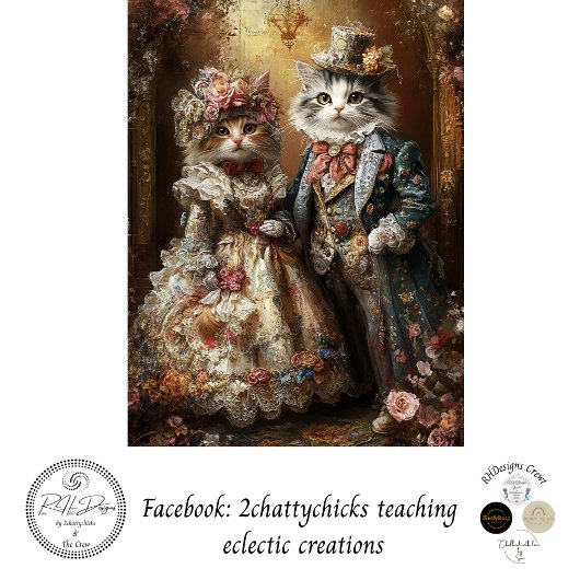 Decoupage Antropomorfe Victoriaans katten Tissuepapier