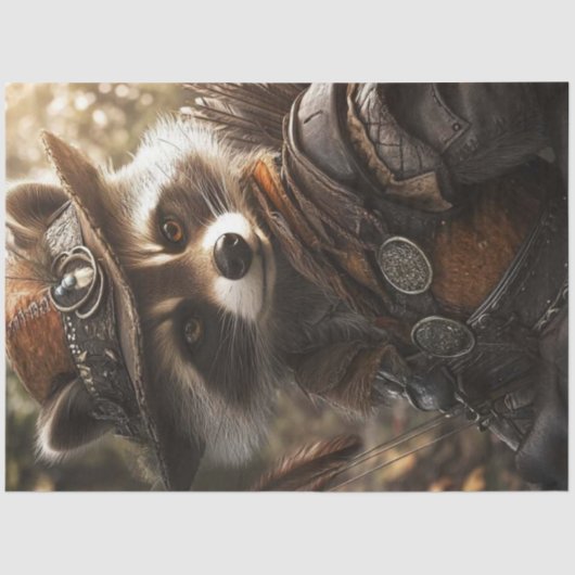 Decoupage Antropomorfe Wasbeer Robyn Hood Tissuepapier (Voorkant)