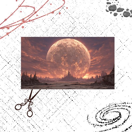 Decoupage Apocalyptic Landscape Moon Castle Tissuepapier