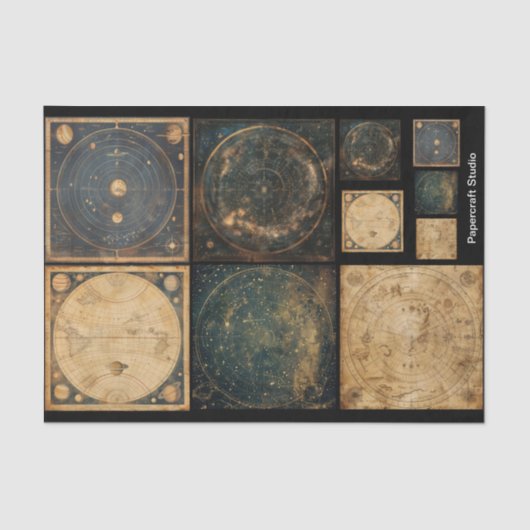 Decoupage Art Celestial Atlassen Tissuepapier (Voorkant)