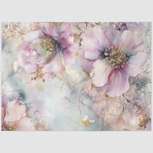 Decoupage Artistic Floral Design Delicate Flowers Tissuepapier (Voorkant)