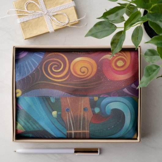 Decoupage Artistic Vibrant Swirling Pattern Guitar Tissuepapier (Geschenk)