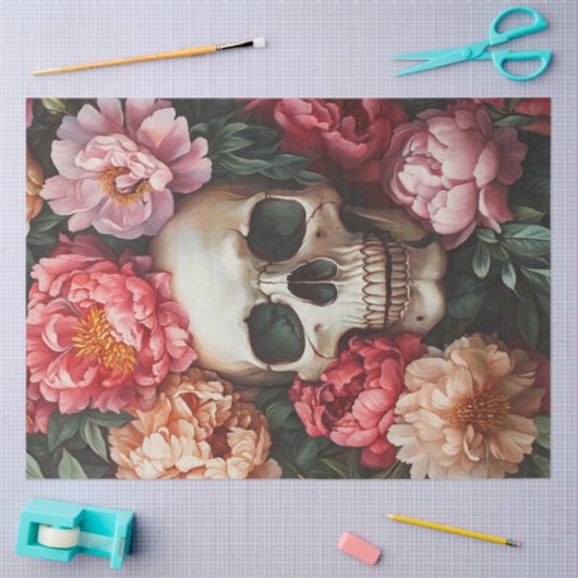 Decoupage Artistieke Afbeelding Schedelgezicht bij Tissuepapier (Craft)