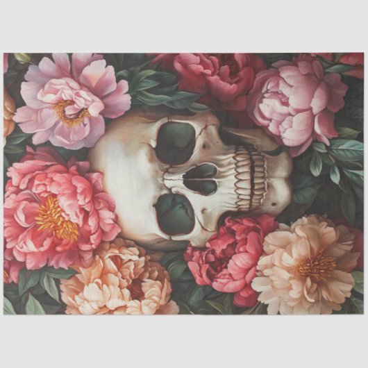 Decoupage Artistieke Afbeelding Schedelgezicht bij Tissuepapier (Voorkant)