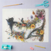 Decoupage Artistieke Hoge Hakken Boot Kat Bloemen Tissuepapier (Craft)