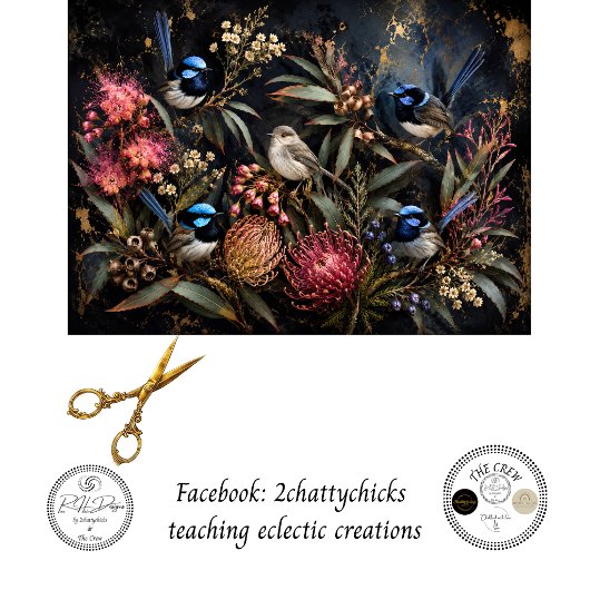 Decoupage Australische Fairy Wren & Tuin Tissuepapier