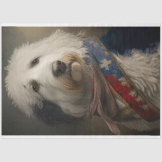 Decoupage Australische herder George Washington Tissuepapier