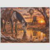Decoupage Australische Outback Paard Waterbron  Tissuepapier (Voorkant)