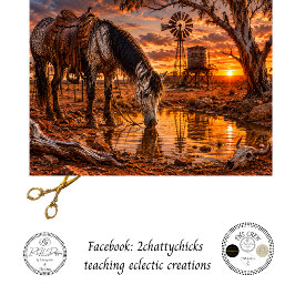 Decoupage Australische Outback Paard Waterbron Tissuepapier