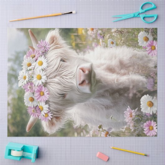 Decoupage Baby Highland Bloemrijke Roze Weiland Tissuepapier (Craft)