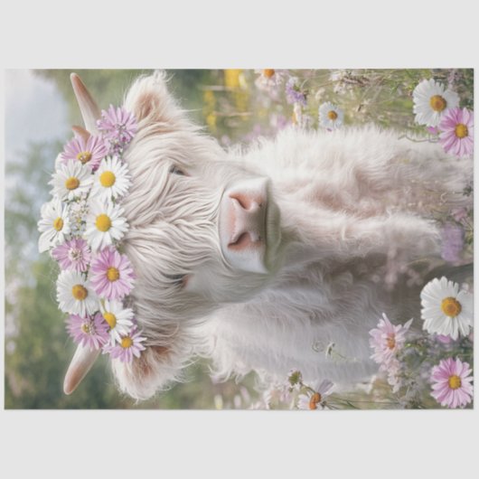 Decoupage Baby Highland Bloemrijke Roze Weiland Tissuepapier (Voorkant)