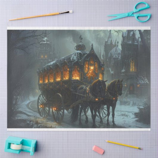 Decoupage begrafeniswagen bij Gothic Manor Tissuepapier (Craft)