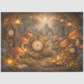 Decoupage Betoverde Paddenstoel Klok Tuin Tissuepapier (Voorkant)