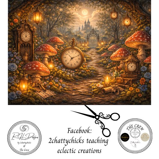 Decoupage Betoverde Paddenstoel Klok Tuin Tissuepapier