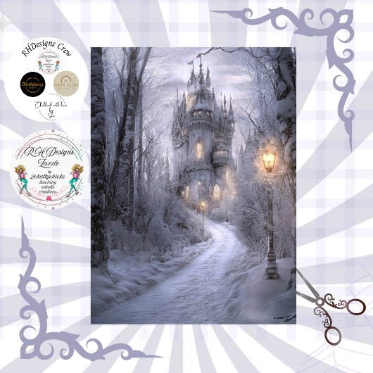 Decoupage Betoverde Winter Ierse Prinsessen Kastee Tissuepapier