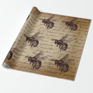 Decoupage Bij op Oude Stijl Cadeaupapier