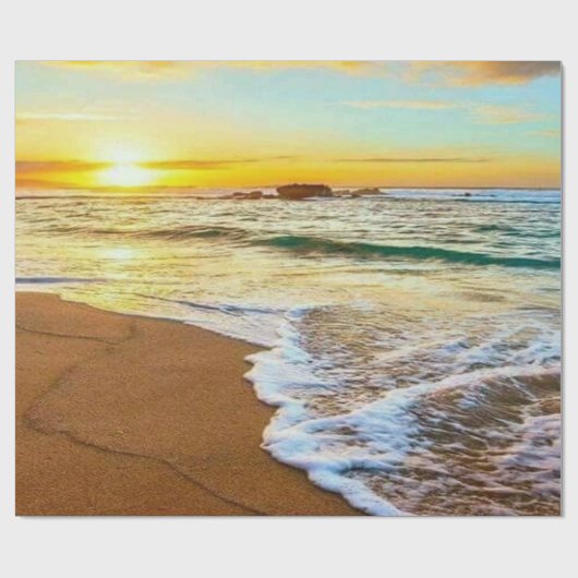 Decoupage bij zonsondergang op het strand cadeaupapier (Vlak)