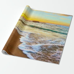 Decoupage bij zonsondergang op het strand cadeaupapier