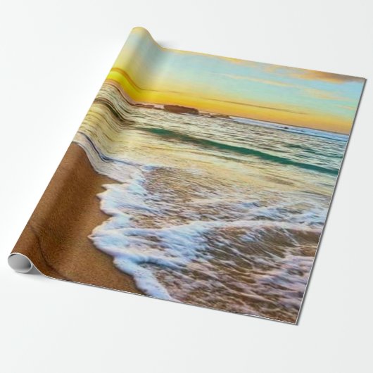 Decoupage bij zonsondergang op het strand cadeaupapier (Uitgerold)