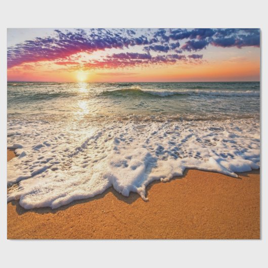 Decoupage bij zonsondergang op het strand cadeaupapier (Vlak)