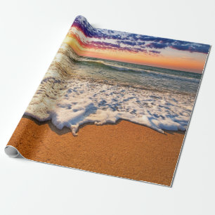 Decoupage bij zonsondergang op het strand cadeaupapier