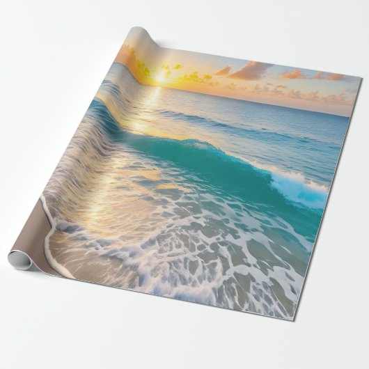 Decoupage bij zonsondergang op het strand cadeaupapier (Uitgerold)