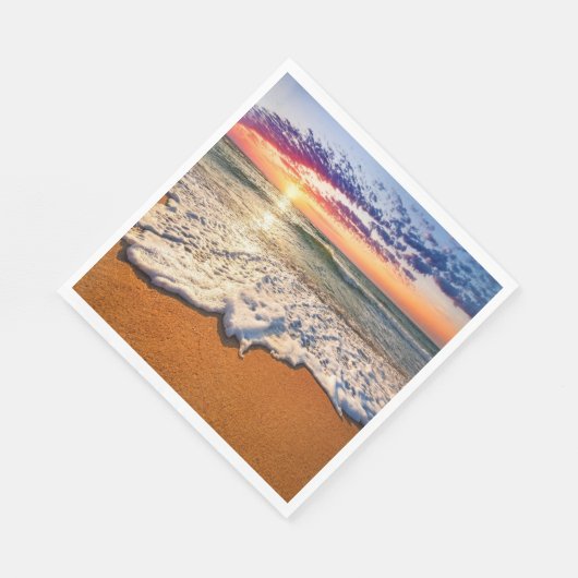 Decoupage bij zonsondergang op het strand servet (Hoek)