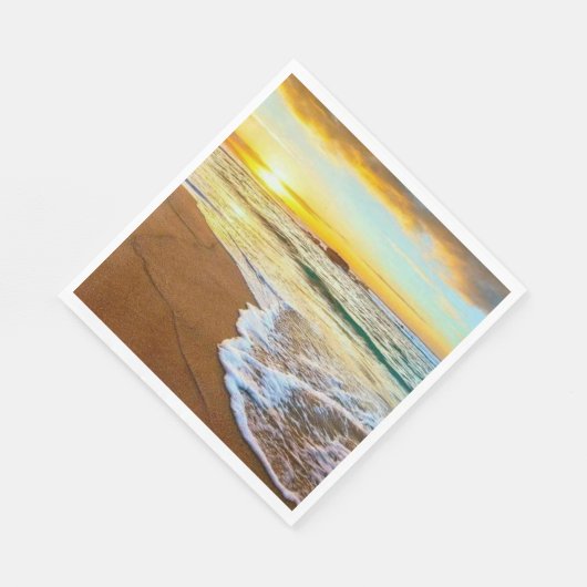 Decoupage bij zonsondergang op het strand servet (Hoek)