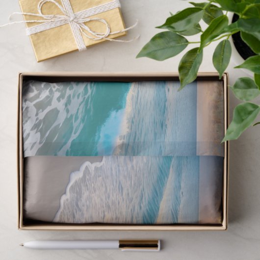 Decoupage bij zonsondergang op het strand tissuepapier (Geschenk)