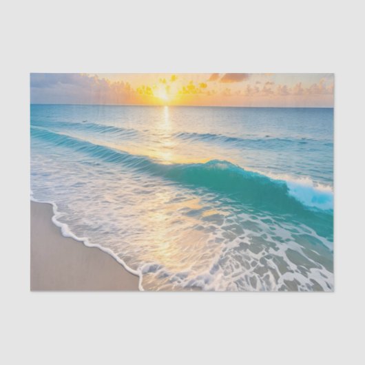 Decoupage bij zonsondergang op het strand tissuepapier (Voorkant)