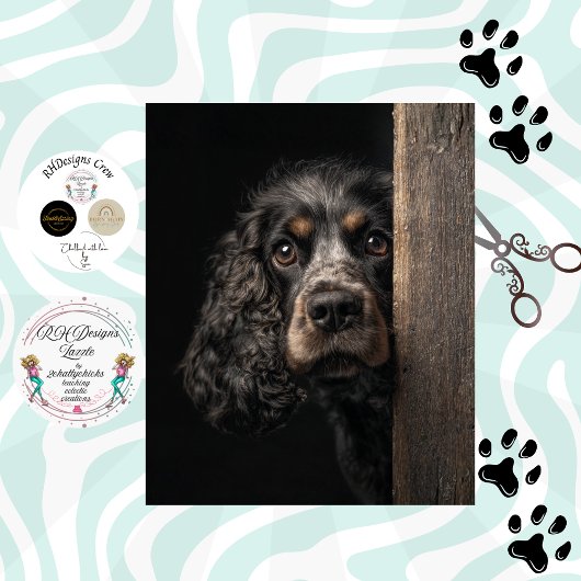 Decoupage Black Brown Cocker Spaniel Sadie Tissuepapier