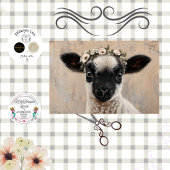 Decoupage Black Face Lamb Floral Crown  Tissuepapier
