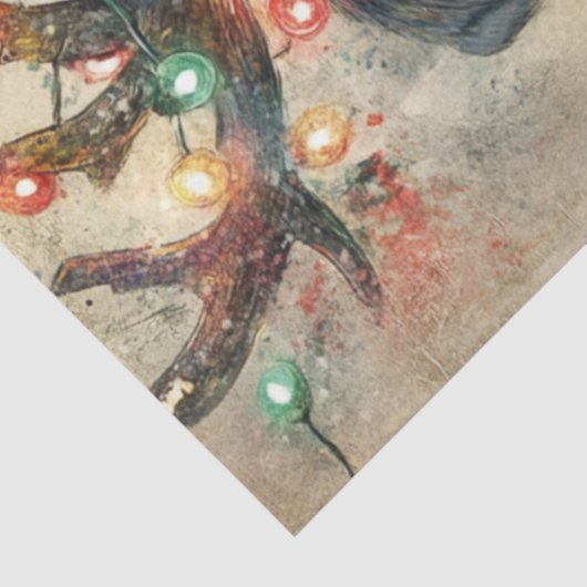 Decoupage Black Lab Christmas Lights Antlers  Tissuepapier (Detail)