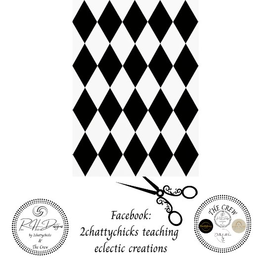 Decoupage Black White Harlequin Diamond Pattern Tissuepapier