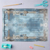 Decoupage Blauw Verweerde Poort IJzeren Rolwerk Tissuepapier (Craft)