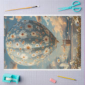 Decoupage Blauw Wit Daisy Stof Hete Luchtballon Tissuepapier (Craft)