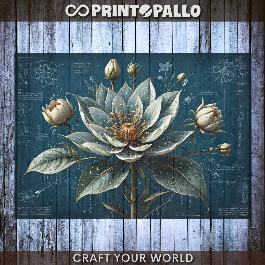 Decoupage - Blauwdruk van een bloem- Tissuepapier