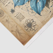 Decoupage - Blauwe bloem op perkament - Tissuepapier (Detail)