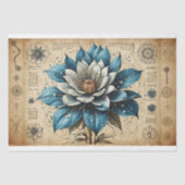 Decoupage - Blauwe bloem op perkament - Tissuepapier (Voorkant)