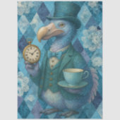 Découpage Blauwe Dodo Tijdhouder Thee Karakter Tissuepapier (Voorkant)