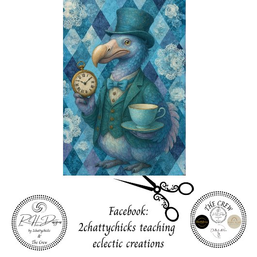 Découpage Blauwe Dodo Tijdhouder Thee Karakter Tissuepapier